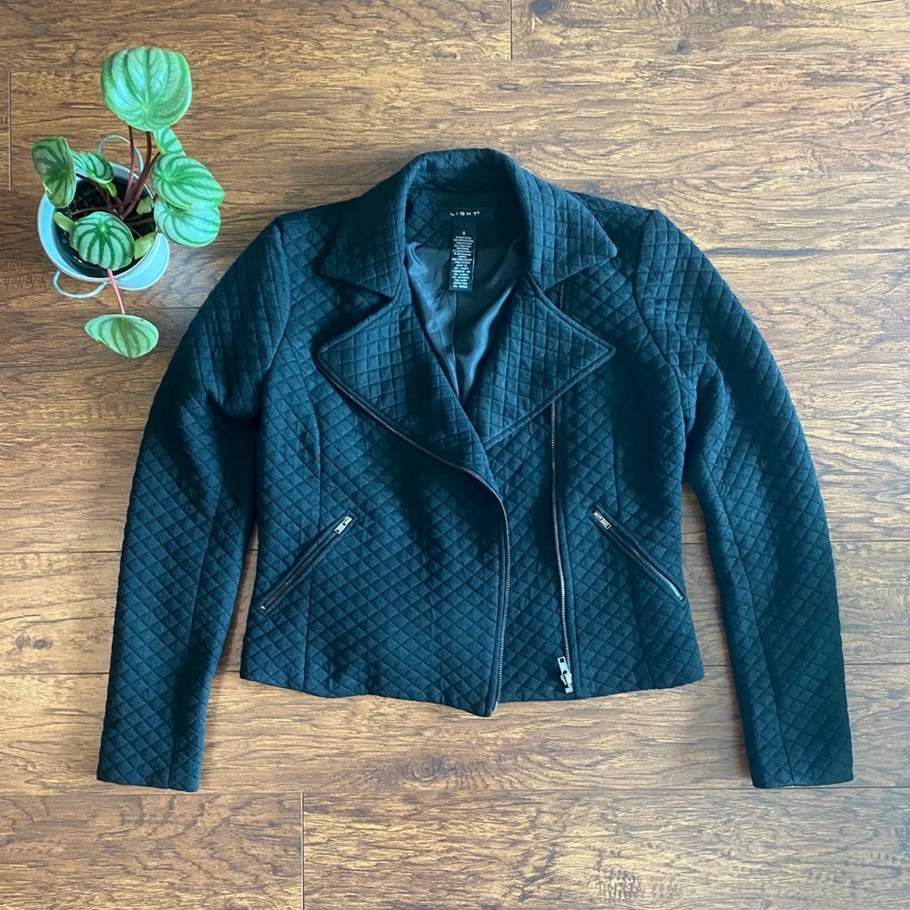 🍂 Black Quilted Lightweight Fall Moto Crop Jacket